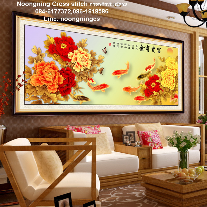 ดอกไม้ ชุดปักครอสติส พิมพ์ลาย ครอสติสจีน งานฝีมือทำที่บ้าน DIY