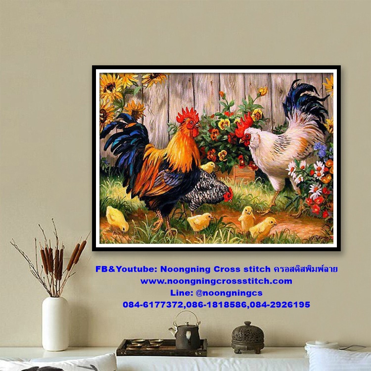ไก่มงคล ครอสติสคริสตัล Diamond painting โมเสก ภาพติดเพชร งานฝีมือทำที่บ้าน DIY