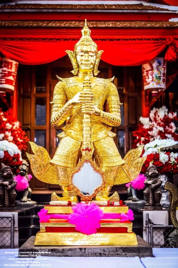 ท้าวเวสสุวรรณ เทพแห่งความมั่งคั่ง ร่ำรวย ชุดปักครอสติส พิมพ์ลาย งานฝีมือทำที่บ้าน DIY
