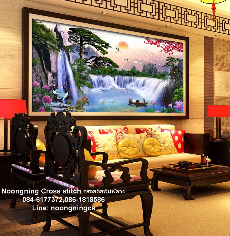 ดอกไม้ ชุดปักครอสติช พิมพ์ลาย ครอสติสจีน งานฝีมือ DIY