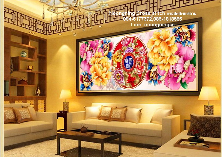 วิวบ้านริมธาร ชุดปักครอสติช พิมพ์ลาย ครอสติสจีน งานฝีมือ DIY