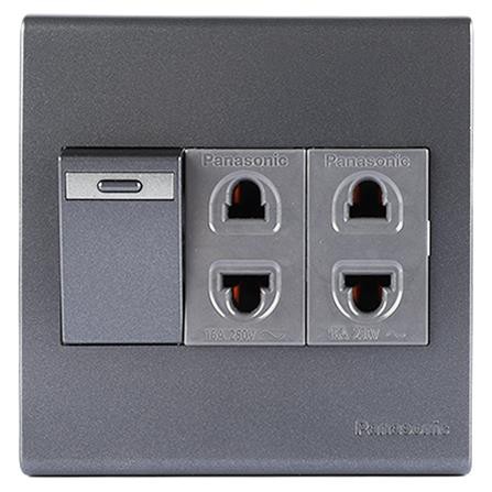 ชุดเต้ารับเดี่ยว 2 ขา+สวิตซ์ PANASONIC ผลิตจากทองเหลืองอย่างดีไม่บิดงอง่าย