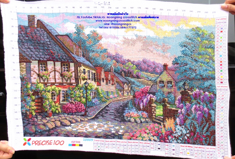 หมู่บ้านสวยงาม ครอสติสปักสำเร็จ11CT:ขนาดผ้า :70X48 ซม.