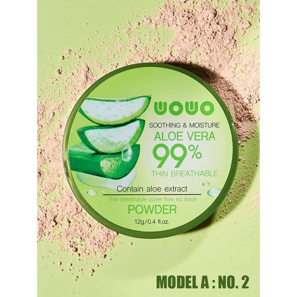 !!สินค้าขายดี!! WOWO แป้งพัฟผสมรองพื้น กันแดด SPF 25++ WOWO Aloe Vera Powder