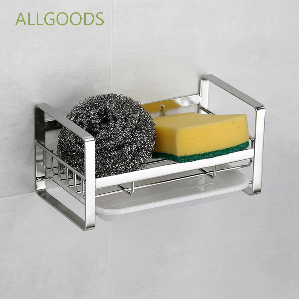 Allgoods อุปกรณ์ที่วางฟองน้ําแบบสแตนเลสสําหรับอ่างล้างจาน