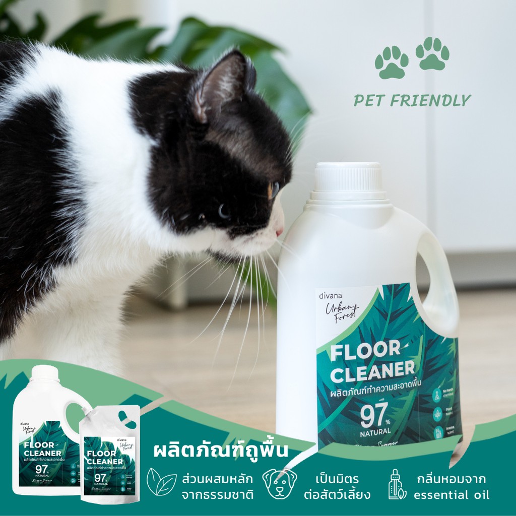 [โปรขวดคู่] น้ำยาถูพื้น 1 ขวด + น้ำยาซักผ้า 1 ขวด Divana Urban Forest สูตรอ่อนโยน บ้านหอม สะอาด ขนาด 900 มล. 2 ขวด