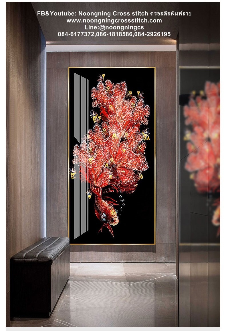 ปลากัด สวยงาม ครอสติสคริสตัล Diamond painting โมเสก ภาพติดเพชร งานฝีมือทำที่บ้าน DIY