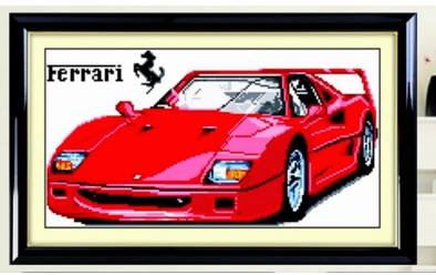 Ferrari รถสปอร์ต ชุดปักครอสติส พิมพ์ลาย ครอสติสจีน งานฝีมือทำที่บ้าน DIY