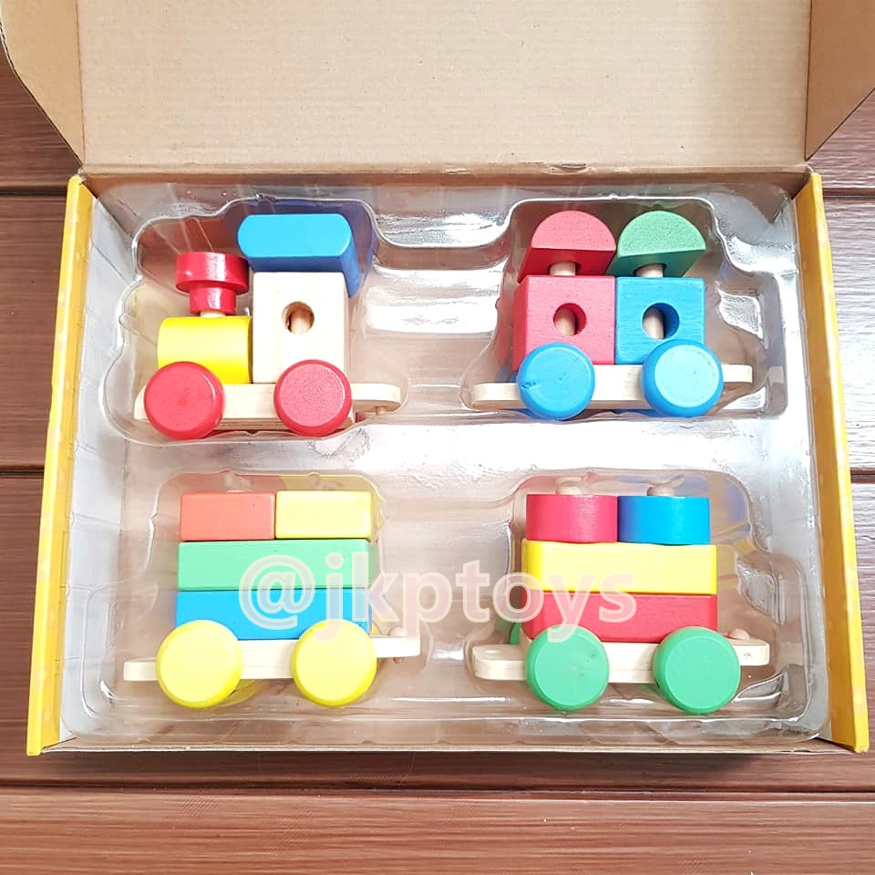 🏡บล็อคไม้จิ๊กซอว์ต่อรถไฟ เรียนรู้รูปทรง