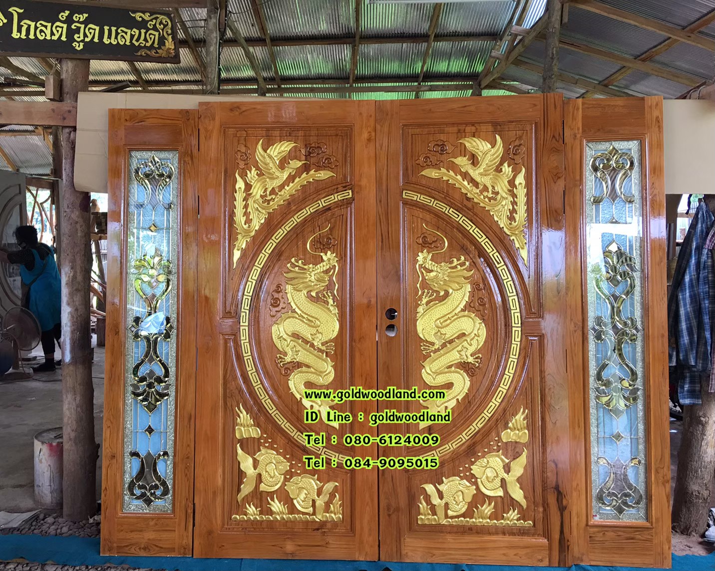 ประตูบ้านไม้สัก GBBB - 238