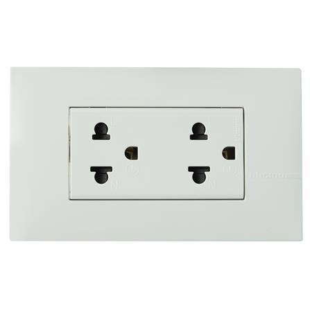 ชุดเต้ารับคู่ 3 ขา B-TICINO SAE2125DBN ผลิตจากทองเหลืองอย่างดีไม่บิดงอง่าย