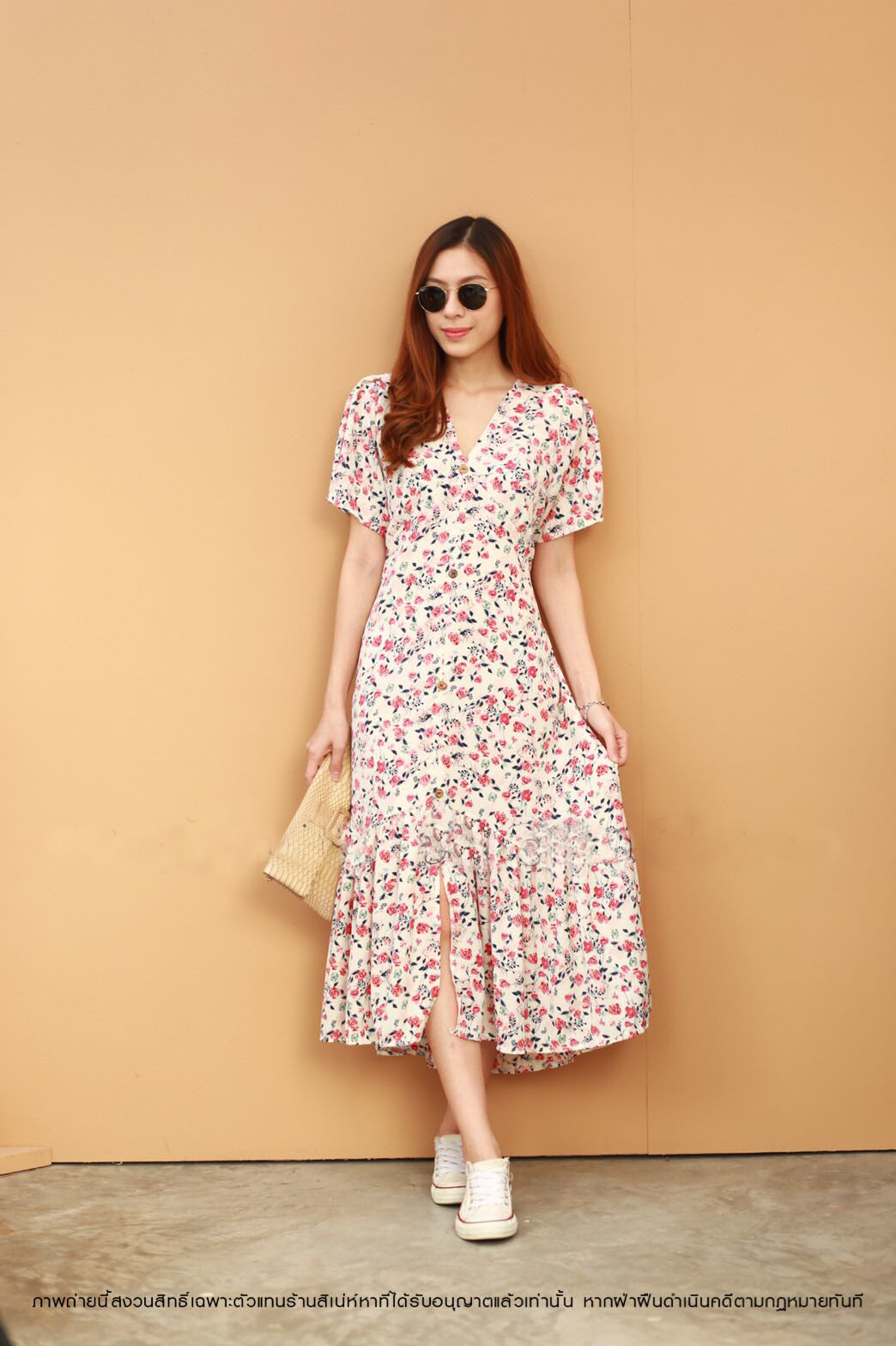 MD0041 เดรสแฟชั่น ชุดเดรสยาว แม็กซี่เดรส Maxidress ลายดอก Maxxi Dress