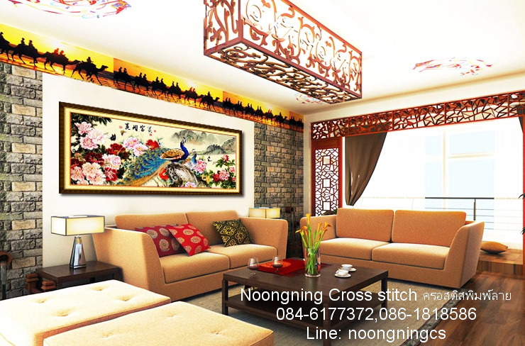 วิวบ้าน ชุดปักครอสติช พิมพ์ลาย ครอสติสจีน งานฝีมือ DIY