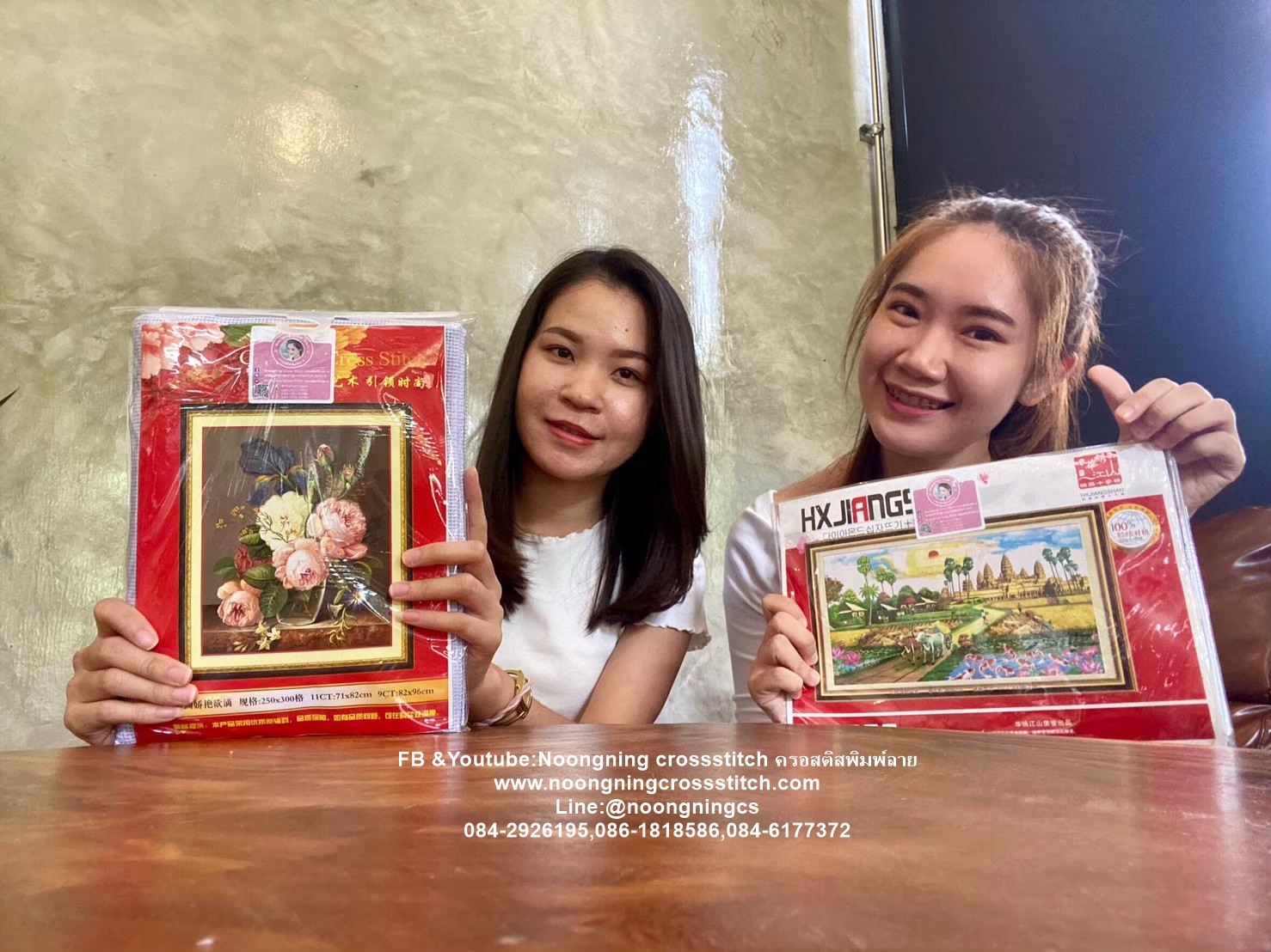 ดอกไม้ ชุดปักครอสติส พิมพ์ลาย ครอสติสจีน งานฝีมือทำที่บ้าน DIY