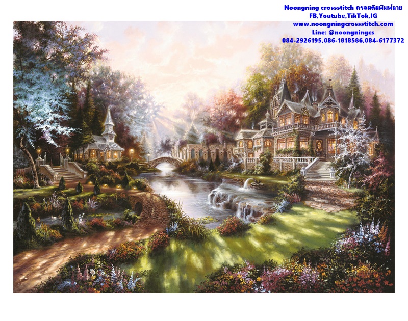 ปราสาทสวยงาม ชุดปักครอสติช พิมพ์ลาย ครอสติสจีน งานฝีมือ DIY