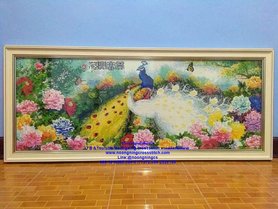 ปลากัดคู่ ครอสติสคริสตัล Diamond painting โมเสก ภาพติดเพชร งานฝีมือทำที่บ้าน DIY