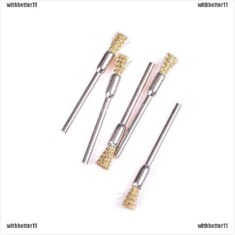 (with ter) 5 ชิ้น 3 มม. x 5 มม. อุปกรณ์แปรงลวดทองเหลืองสําหรับใช้ทําความสะอาดล้อรถยนต์