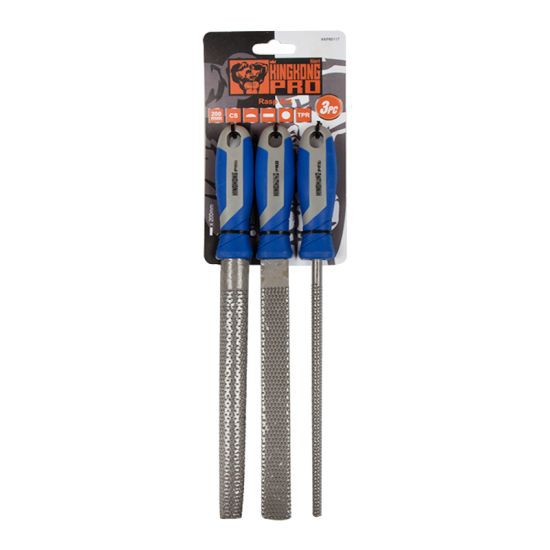 GIANT KINGKONG PRO ชุดตะไบไม้ 3 ชิ้น (ท้องแบน, ท้องกลม, กลม) ด้ามไฟเบอร์ รุ่น KKP85117 ขนาด 8นิ้ว สี ตะไบ