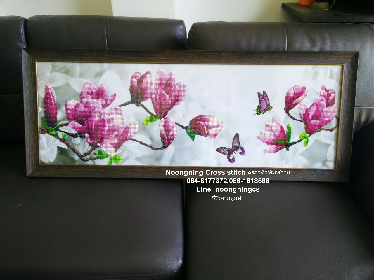 นกยูง ชุดปักครอสติส พิมพ์ลาย ครอสติสจีน งานฝีมือทำที่บ้าน DIY