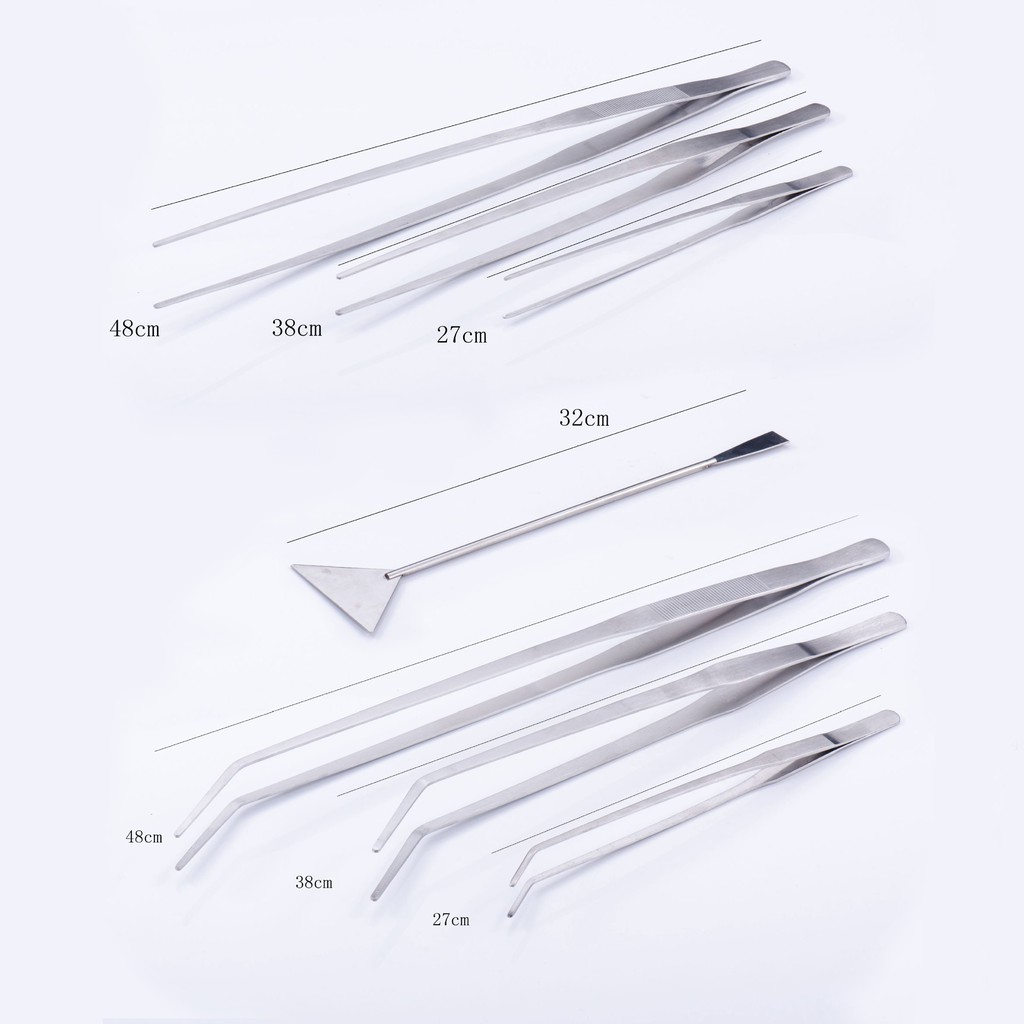 แหนบสเตนเลส 27/38/48 ซม แหนบ คีม จัดตู้ปลา ตู้ไม้น้ำ สวนขวด สวนถาด ที่ขูดตะไคร่ ที่เกลี่ยทราย ดิน ไม้พาย แหนบยาว คีมยาว