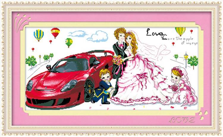 คู่บ่าวสาว ชุดปักครอสติช พิมพ์ลาย ครอสติสจีน งานฝีมือ DIY