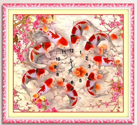 ปลาคราฟ มงคล ชุดปักครอสติส พิมพ์ลาย ครอสติสจีน งานฝีมือทำที่บ้าน DIY
