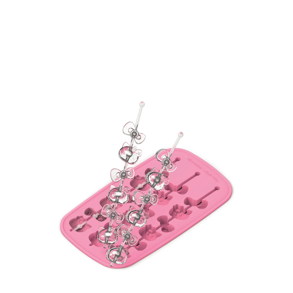 SILICONEZONE ที่ทำน้ำแข็งพร้อมไม้เสียบ Hello Kitty สีชมพู