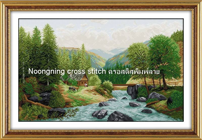 ทิวทัศน์ ชุดปักครอสติช พิมพ์ลาย ครอสติสจีน งานฝีมือ DIY