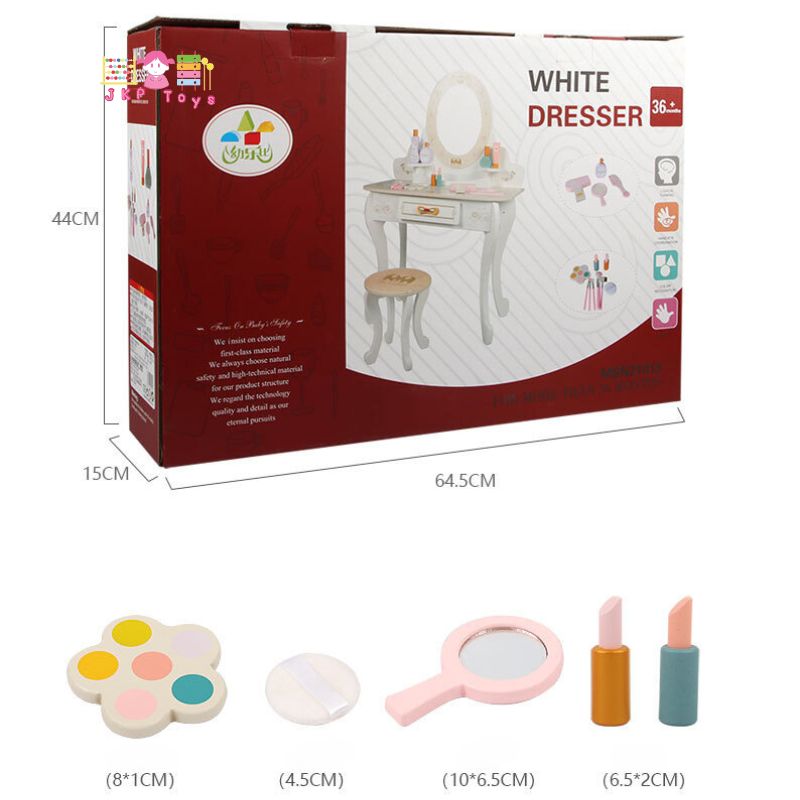 Todds & Kids Toys by JKP Toys โต๊ะเครื่องแป้งเด็ก พร้อมอุปกรณ์ครบเซ๊ต โต๊ะเครื่องแป้งไม้ สำหรับเด็ก Kids Dresser ของเล่นไม้บทบาทสมมติ ของเล่นเด็ก ของขวัญเด็ก