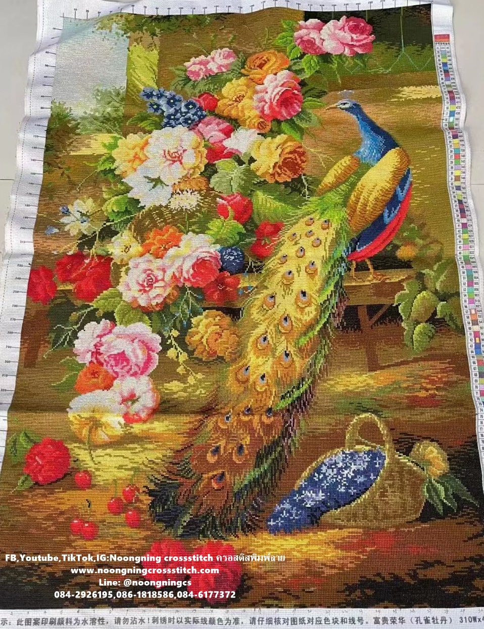 นกยูงมงคล ครอสติสปักสำเร็จ110x80cm ไม่รวมกรอบ งานฝีมือ DIY