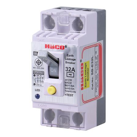 เซฟตี้เบรกเกอร์ HACO SB-E32L 2 P สีขาว เกรดไม่ลามไฟ และทนทานต่อแรงกระแทก