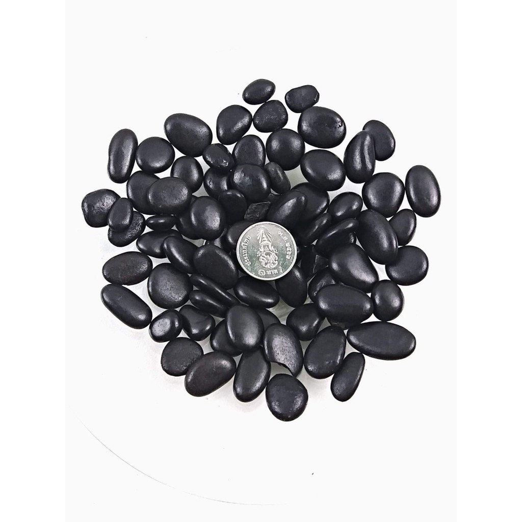 หินดำกลม ปริมาณ 200 กรัม หินกระบองเพชร หินใส่กระถางเล็กๆ หินแม่น้ำ หินใส่แจกัน หินตกแต่งสวนถาด หิน หินสี ต้นไม้