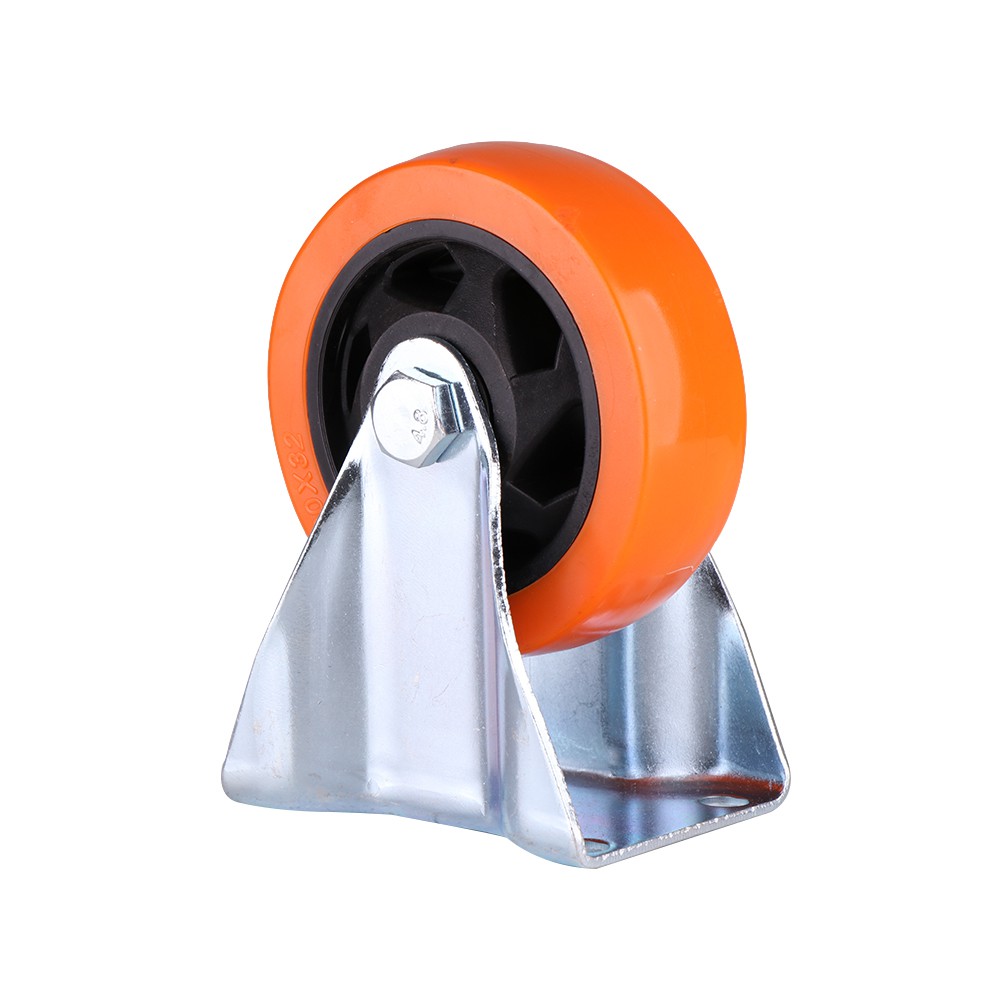 อะไหล่ เฟอร์นิเจอร์ ลูกล้อ POLYURETHANE ORANGE FITT แป้นตาย 4" RIGID CASTER WHEEL 4" FITT 748100 POLYURETHANE ORANGE