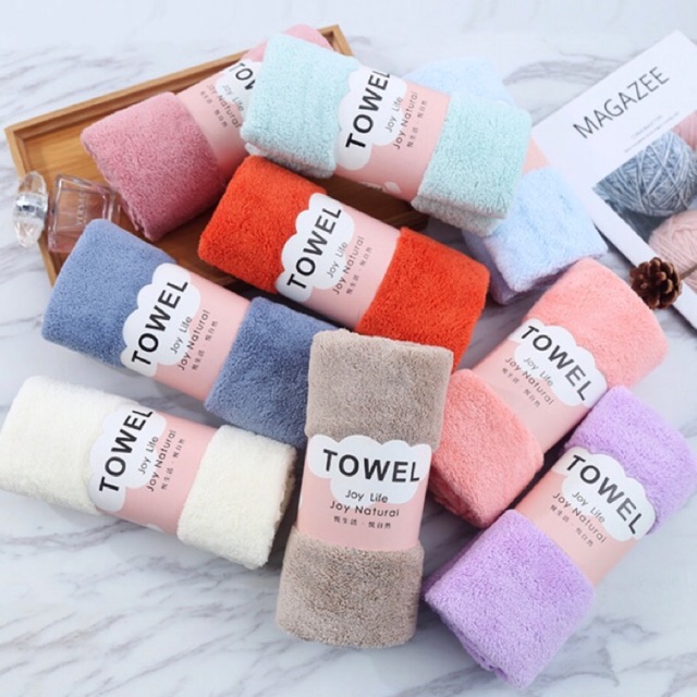 ( ยกแพค 6 สี ) รุ่นผ้าหนา2ด้าน ผ้าเช็ดผมขนแกะ ซับน้ำได้ดีเยี่ยม 35 x 75 ซม. สุดคุ้ม