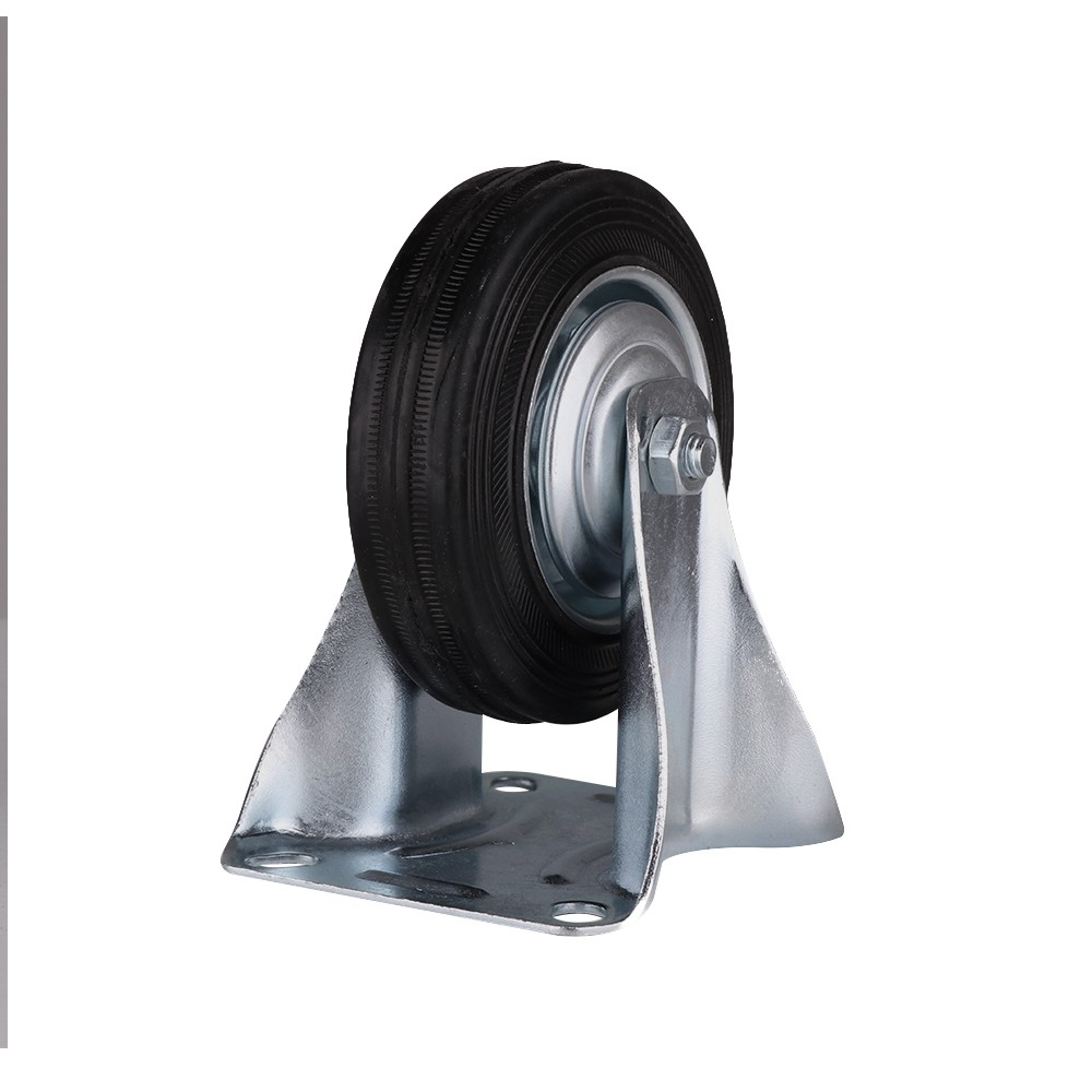 อะไหล่ เฟอร์นิเจอร์ ลูกล้อ RUBBER BLACK FITT แป้นตาย 4" 037100 RIGID CASTER WHEEL 4" FITT 037100 RUBBER BLACK