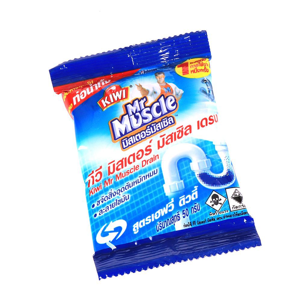 เกล็ดขจัดท่อตัน KIWI MR.MUSCLE 50กรัม DRAIN UNBLOCK DRAIN KIWI MR.MUSCLE 50G