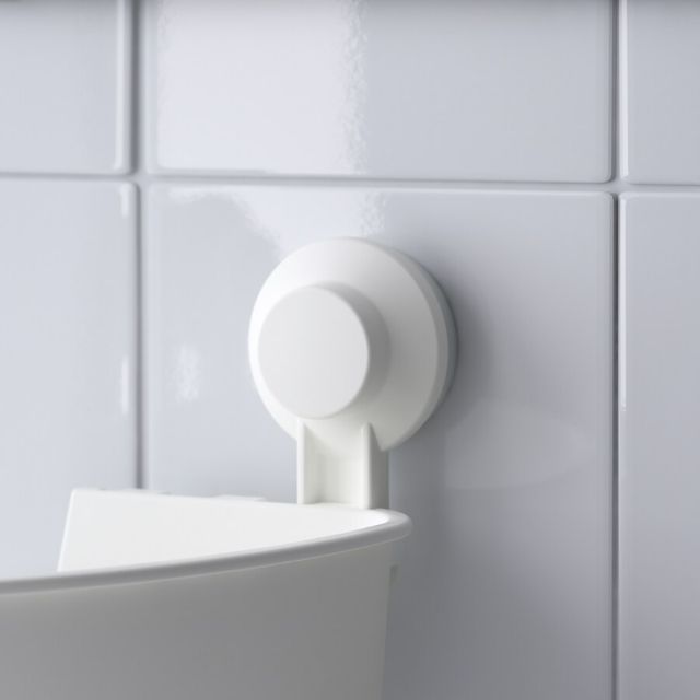 ชั้นวางของเข้ามุมติดผนังหัองน้ำ แบบไม่เจาะ ตะกร้าวางของในห้องน้ำ ตะกร้าใส่แชมพู ตะกร้าใส่สบู่ ตะกร้าติดผนังห้องน้ำ สีขาว