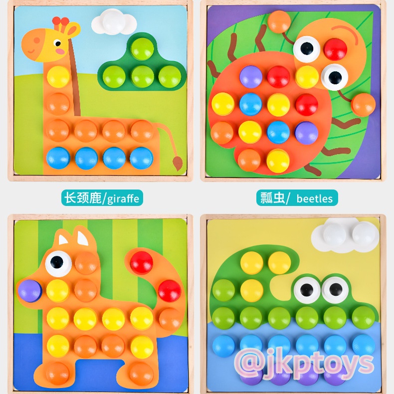 ของเล่นไม้เสริมพัฒนาการ กระดานไม้ปักหมุดจัมโบ้ เรียนรู้ สีสัน