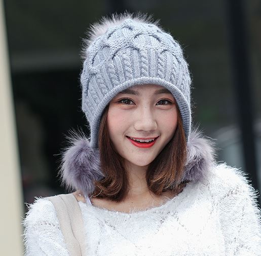 หมวกไหมพรมสีเทาสวยน่ารัก