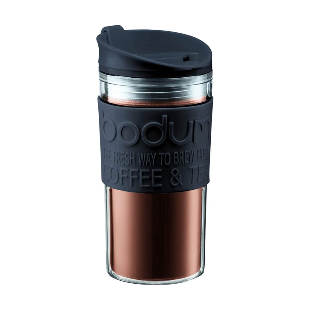 BODUM กระบอกน้ำพลาสติกแบบพกพา Traval Mug 12 ออนซ์ สีดำ