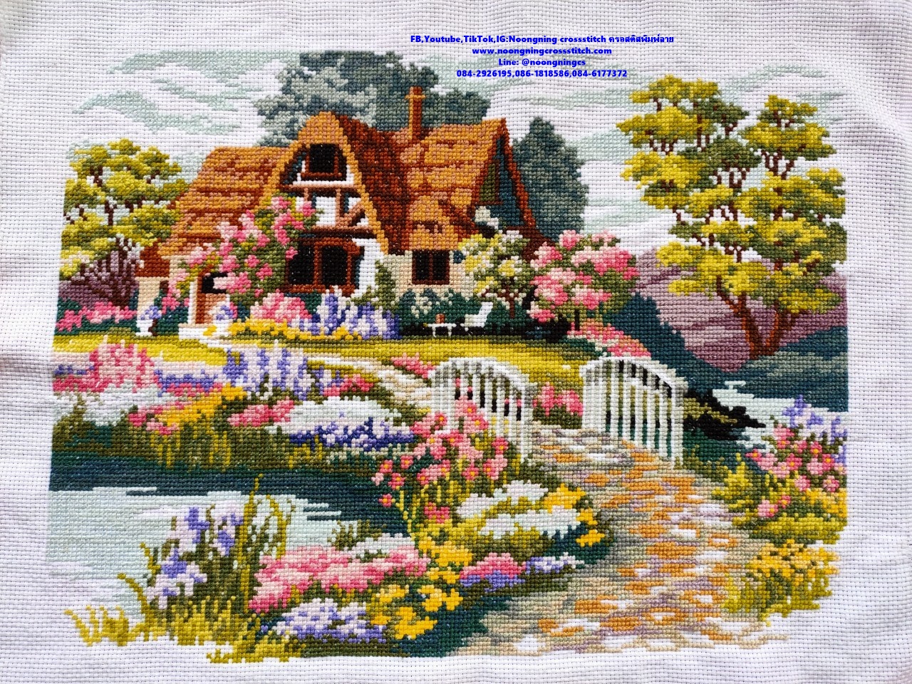 บ้านริมน้ำ ครอสติสปักสำเร็จ งานฝีมือ DIY
