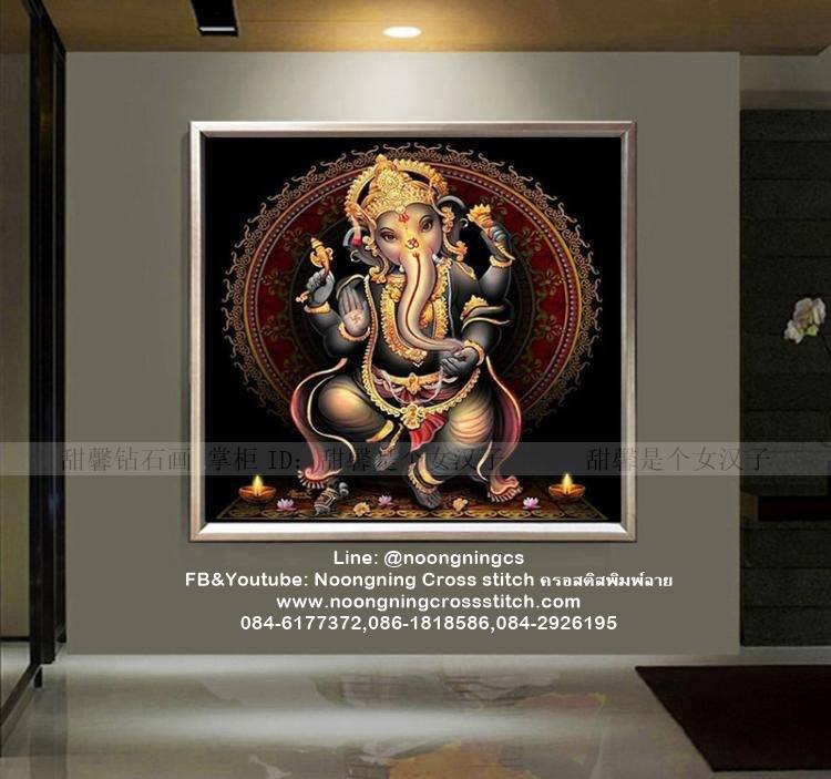 พระพิฆเนศ ครอสติสคริสตัล Diamond painting โมเสก ภาพติดเพชร งานฝีมือ DIY