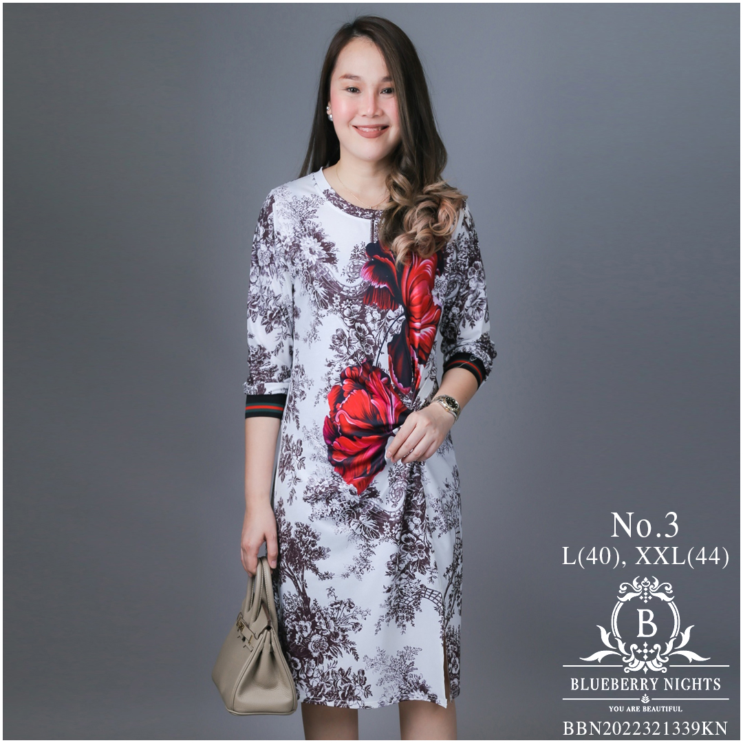 SaLe++14100 เดรสทีเชิ้ตผ้ายืดโพลีเอสเตอร์ผสมเนื้อนุ่มเกรดพรีเมี่ยม ตัดเย็บสวยเนี้ยบสไตล์แบรนด์เนมสุดหรู แพทเทิร์นเสื้อคอกลมแขนยาวปลายแขนยางยืด ช่วงเอวเย็บม้วนเกลียวช่วยอำพรางพุง #ซ่อนพุง ให้ดู #ผอมมีเอว ค่ะ พิมพ์ลายสีคมชัดสวยเป๊ะ ใส่สวยได้ทุกๆโอกาส หรูหรา