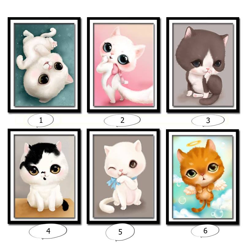 เซ็ทแมวเหมียว น่ารัก ครอสติสคริสตัล Diamond painting โมเสก ภาพติดเพชร งานฝีมือทำที่บ้าน DIY