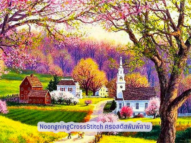 ต้นซากุระในบ้าน ครอสติสคริสตัล Diamond painting โมเสก ภาพติดเพชร งานฝีมือทำที่บ้าน DIY