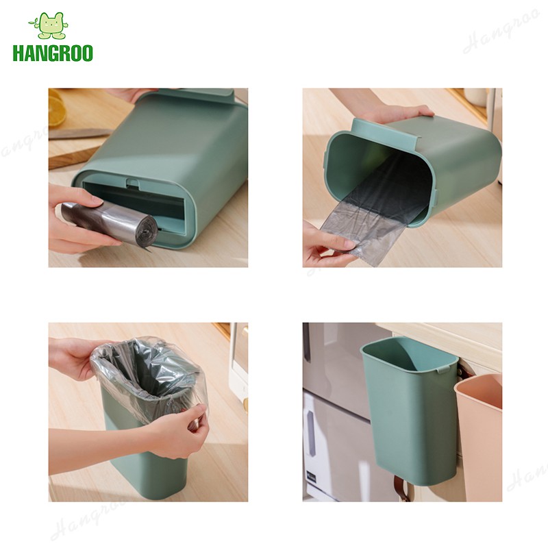 HANGROO H623 ถังขยะแบบแขวน ถังขยะ ถังขยะแบบมีที่เกี่ยวหลังบานพับ
