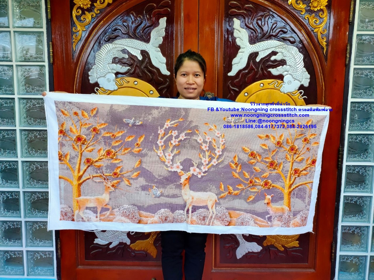 ปลากัดคู่ ชุดปักครอสติส พิมพ์ลาย ครอสติสจีน งานฝีมือทำที่บ้าน DIY