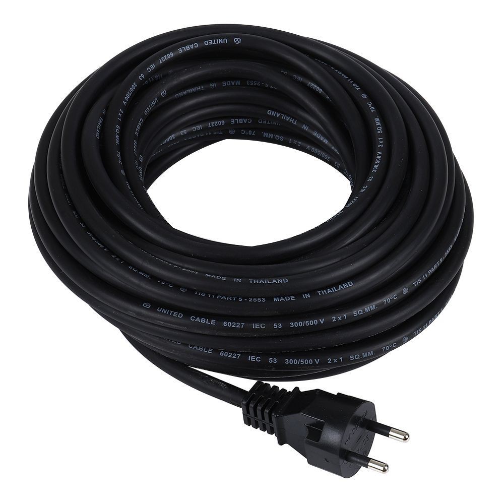 หัวปลั๊ก 2 ขา กลม+สาย VCT 2x1 SQMM 10M SOK TWO-ROUND PIN PLUG WITH VCT CABLE SOKAWA 2x1SQMM 10M