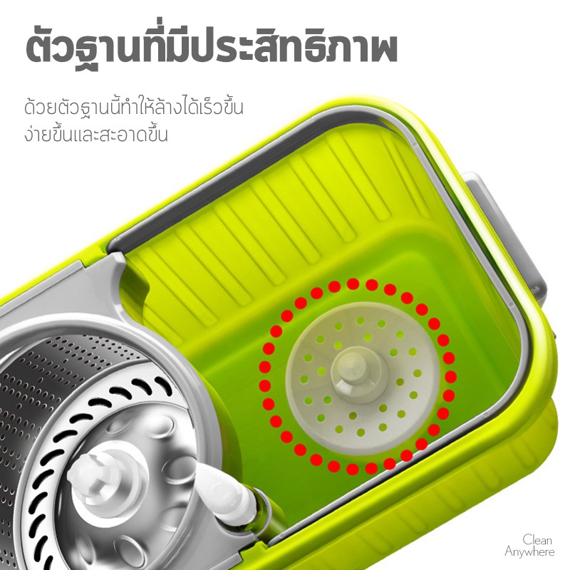 ELF Spin Mop ไม้ถูพื้นสเเตนเลส+ผ้าม็อบ (ถังเหลี่ยม ล้อใหญ่) ไม้ถูบ้านม็อบ ชุดถังปั่น ไม้ถูพื้น ไม้ม้อบ ไม้ม็อบถูพื้น