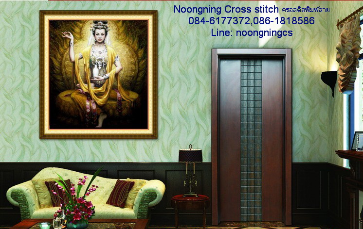 เจ้าแม่กวนอิม ชุดปักครอสติส พิมพ์ลาย ครอสติสจีน งานฝีมือทำที่บ้าน DIY